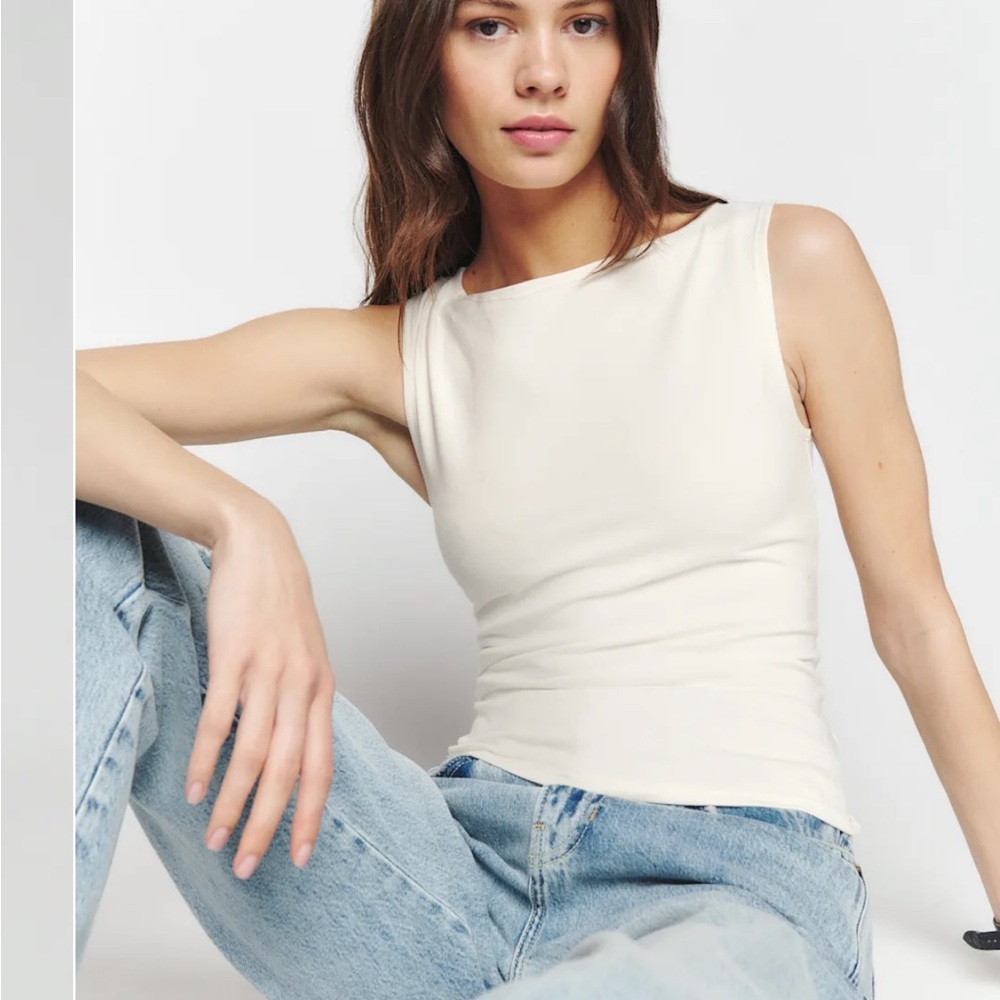 Reformation Dusk Knit Top in Fior De Latte - Size Small